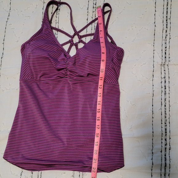 prAna TankTop Size Medium Pink Stripes Athletic Fitness Workout Gym Buil… - Picture 4 of 7